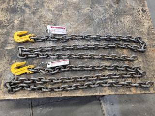 2x Lifting Chain Hook Assemblies, 1600kg Capacities