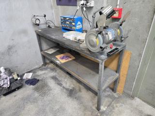 Workbench with Grinder and Work Lights