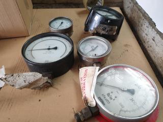 5 x Large Pressure Gauges