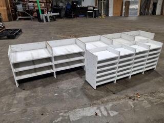 2x Workbench Top Shelving Storage Assemblies