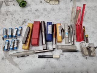 Assorted End Mills, Lathe Inserts, Drills, Taps, & More