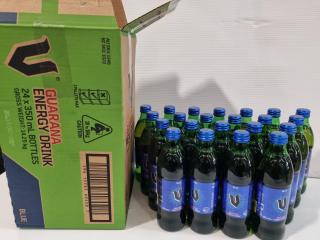 V Guarana Blue Energy Drink, 22x 350mL Glass Bottles