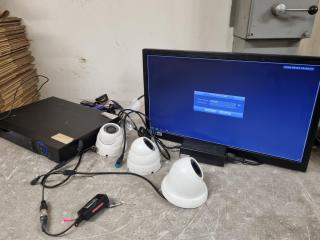 Digital Video Recorder w/ Monitor + 3x Security Cameras