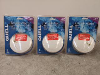 3x Battery Powered Household Smoke Alarms by Quell