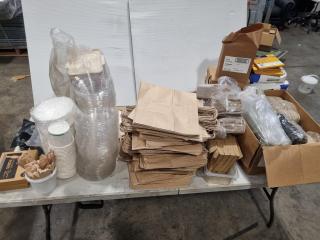 Assorted Single Use Food Containers, Paper Bags, & More