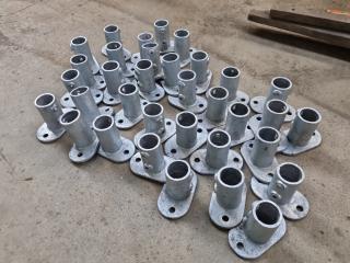 34x Cast Metal Railing Base Flanges