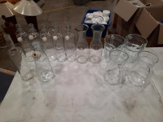 Assorted Glassware (Bottles, Pitchers) (13 pieces)