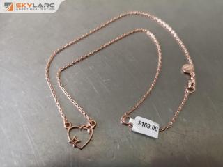 Sterling Silver Rose Gold Vermel Heart Necklace