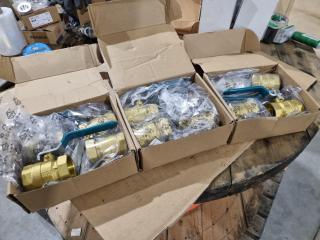12x DN40 Brass Ball Valves, New