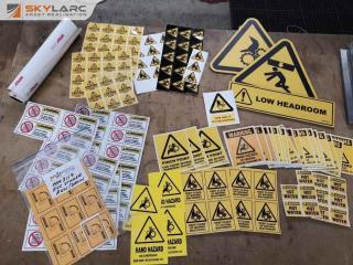 Assorted Lot of Industrial Warning Safety Stickers & Signage