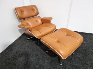Eames Style Lounge Chair and Ottoman  - Leather