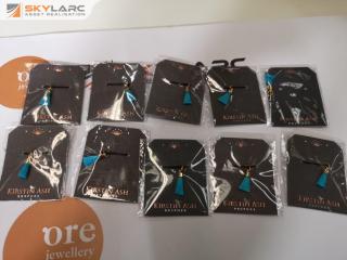 10x Kirsten Ash Gold Vermel w/ Turquoise Blue Tassel Charms