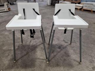 2x Cafe Baby Highchairs w/ Safety Straps