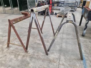 3x Assorted Steel Sawhorses