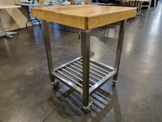 Mobile Cutting Board Table w/ Stainless Steel Frame