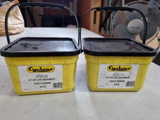 Cyclone Barbed Fencing Staples, 50x4.00mm, 2x 5kg Buckets
