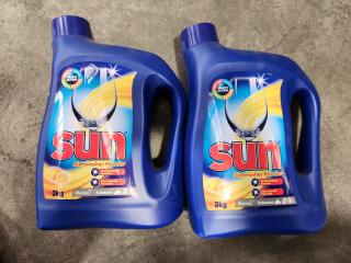 2 x 3kg Bottles of Sun Dishwasher Powder