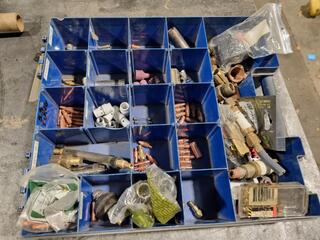 Bin of Assorted Copper / Brass Welding Accesories, Tips, Connectors, & More  