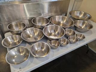 15x Assorted Stainless Steel Bowls & Strainers