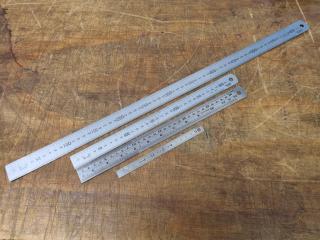 4x Stainless Steel Machinist Metric Rulers