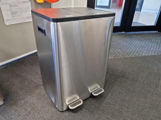 Stainless Steel Office Dual Recycling / Rubbish Bin
