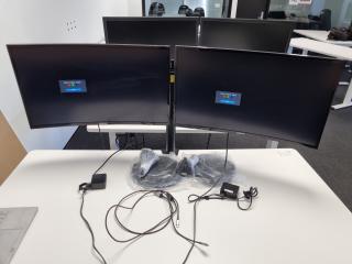 2x Samsung 27" Full HD Curved LED Monitors w/ Dual Monitor Stand