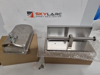 Stainless Steel Bathroom Soap Dispenser & Toilet Paper Holder