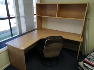 Office Corner L-Shaped Desk Workstation w/ Shelf Unit