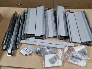 Assorted Blum Grey Metal Drawer Parts, Components, Rollers