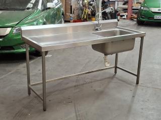 Stainless Steel Commercial Sink with Drainboard and Tap