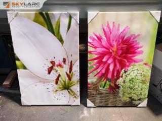 2x Stretched Canvas Flower Photo Prints, 590x900mm Size