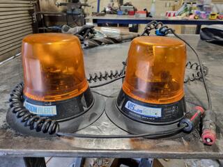 2x Magnetic Yellow Spinning Caution Lights by VisionAlert