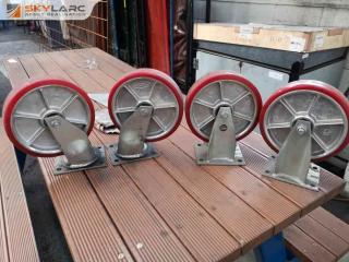 Set of 4x 200mm Diameter Industrial Castor Wheel Units by REX