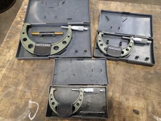 3x Mitutoyo Metric Outside Micrometers