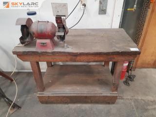 Vintage Timber Workbench with Grinder