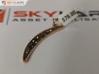 Moon Crescent Macasite Pendant | 18k Rose Gold Plated | KIRSTIN ASH