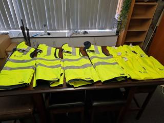 8x Fleece Lined & Unlined Flourescent Safety Vests, Size M & L, Embossed Logo