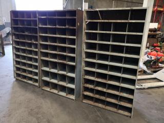 3x Metal Workshop Pigeon Hole Storage Units