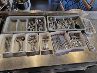 Assorted Stainless Steel Utensils, Knives, Forks, Spoons