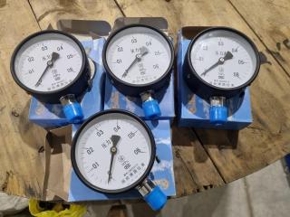4x Pressure Gauges, New
