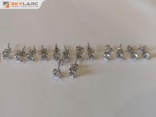 7x Pairs of Silver Stud Earrings w/ 5mm CZ White Stones