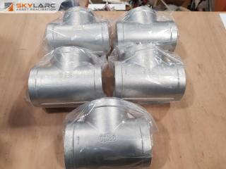 5 x New 3" Stainless Pipe Tees