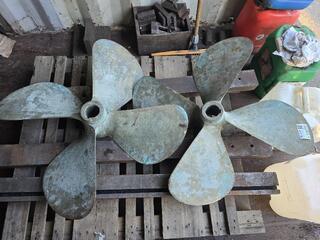 2 x Large Brass Boat Propellers