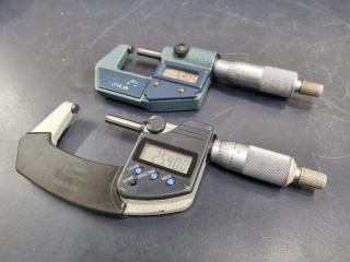 2x Mitutoyo Digital Outside Micrometers, Imperial Scales