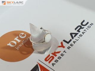 Faceted Oval Gemstone Ring | White Agate