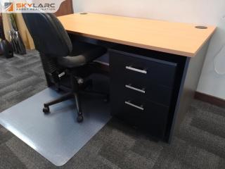 Office Workstation Desk w/ Chair, Mobile Drawers & Floor Protector