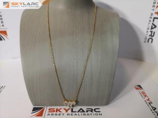Silk & Steel Allure Gold Plated Silver Necklace w/ Rose Quartz Stones
