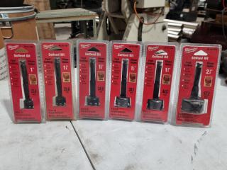 6x Milwaukee Selfeed Hole Wood Bits