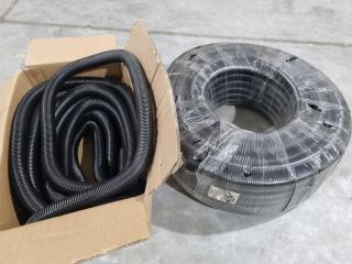 2x Lengths of Black Plastic Flexible Conduit Pipe