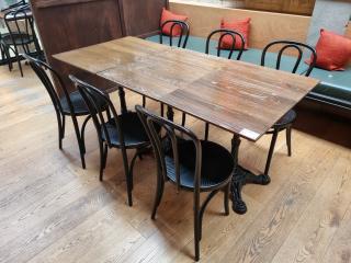 3 x Cafe Tables and 6 x Chairs